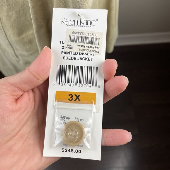 New Karen Kane NWT 3X Khaki Suede Leather Jacket Retro Boho Oversized - Picture 5 of 9